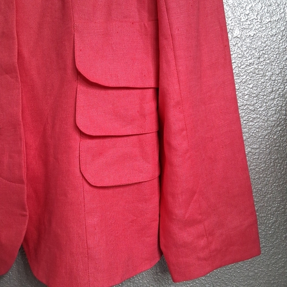 Albert Nipon Boutique Bright Pink 100% Linen Blazer  Size 8 - Picture 9 of 11